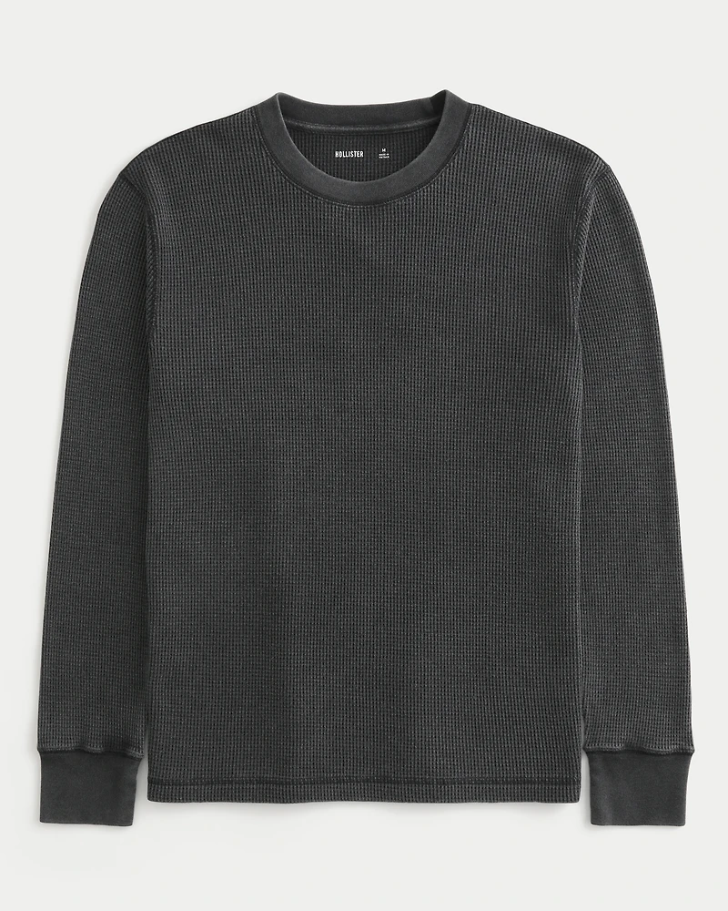 Relaxed Long-Sleeve Thermal Crew T-Shirt