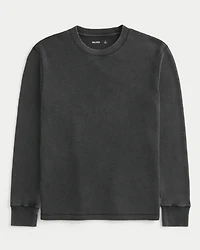 Relaxed Long-Sleeve Thermal Crew T-Shirt