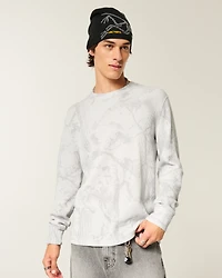 Relaxed Long-Sleeve Thermal Crew Camo T-Shirt