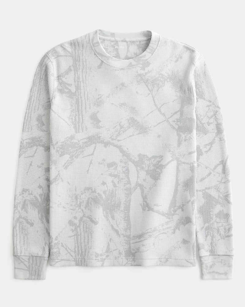 Relaxed Long-Sleeve Thermal Crew Camo T-Shirt
