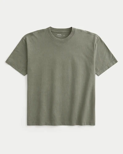 Boxy Heavyweight Washed Cotton Crew T-Shirt