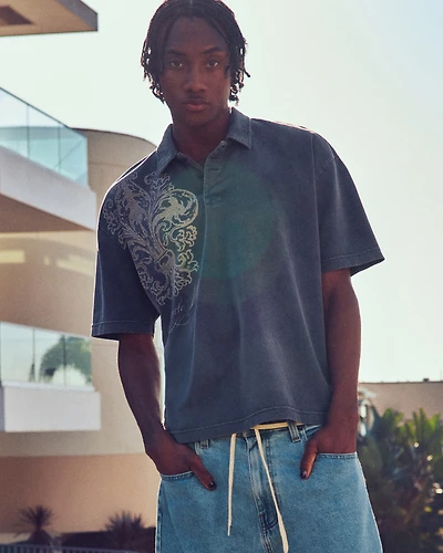 Boxy Heavyweight Cotton Graphic Polo