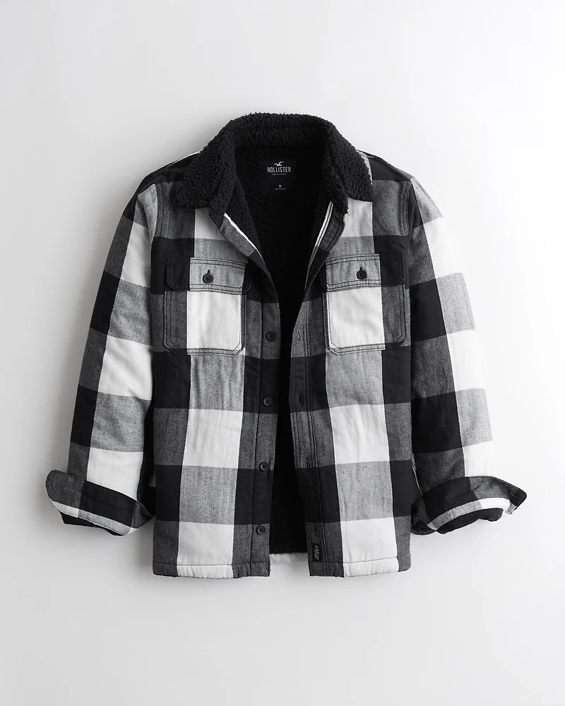 Sherpa-Lined Flannel Shirt Jacket
