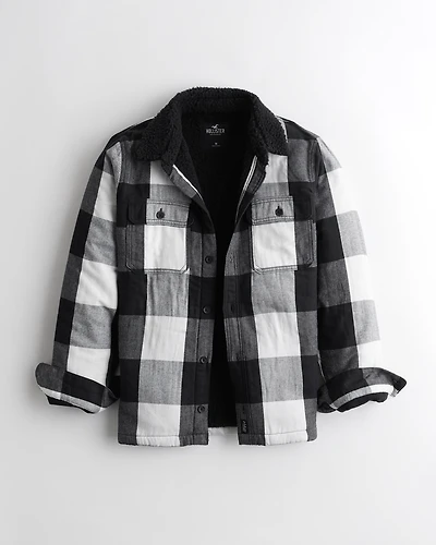 Sherpa-Lined Flannel Shirt Jacket