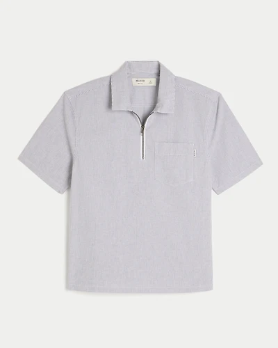 Boxy Short-Sleeve Half-Zip Shirt