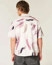 Linen-Blend Short-Sleeve Pattern Shirt