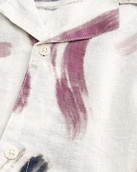 Linen-Blend Short-Sleeve Pattern Shirt