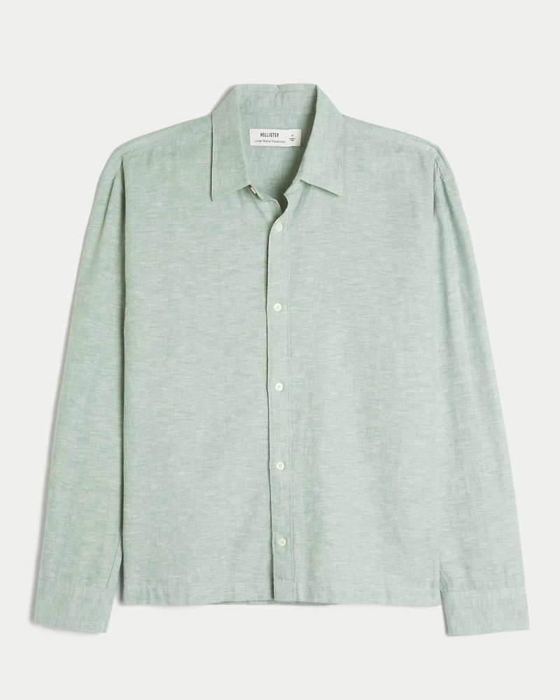 Linen-Blend Button Front Shirt
