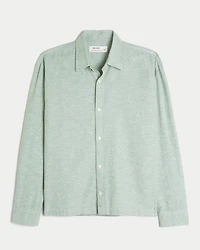 Linen-Blend Button Front Shirt