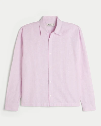 Linen-Blend Button-Through Shirt