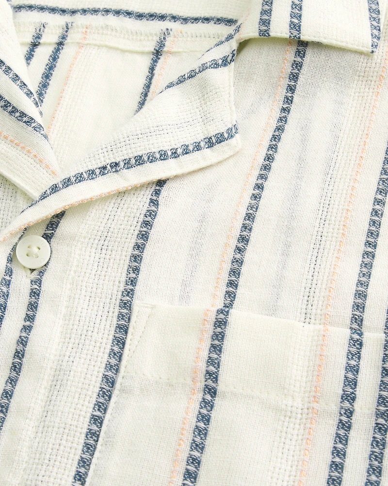 Short-Sleeve Textural Stripe Shirt