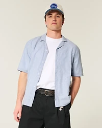 Boxy Linen-Blend Short-Sleeve Shirt