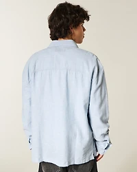 Linen-Blend Button-Through Shirt