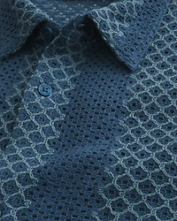 Boxy Short-Sleeve Crochet-Style Shirt