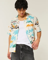 Boxy Linen-Blend McLaren Pattern Shirt