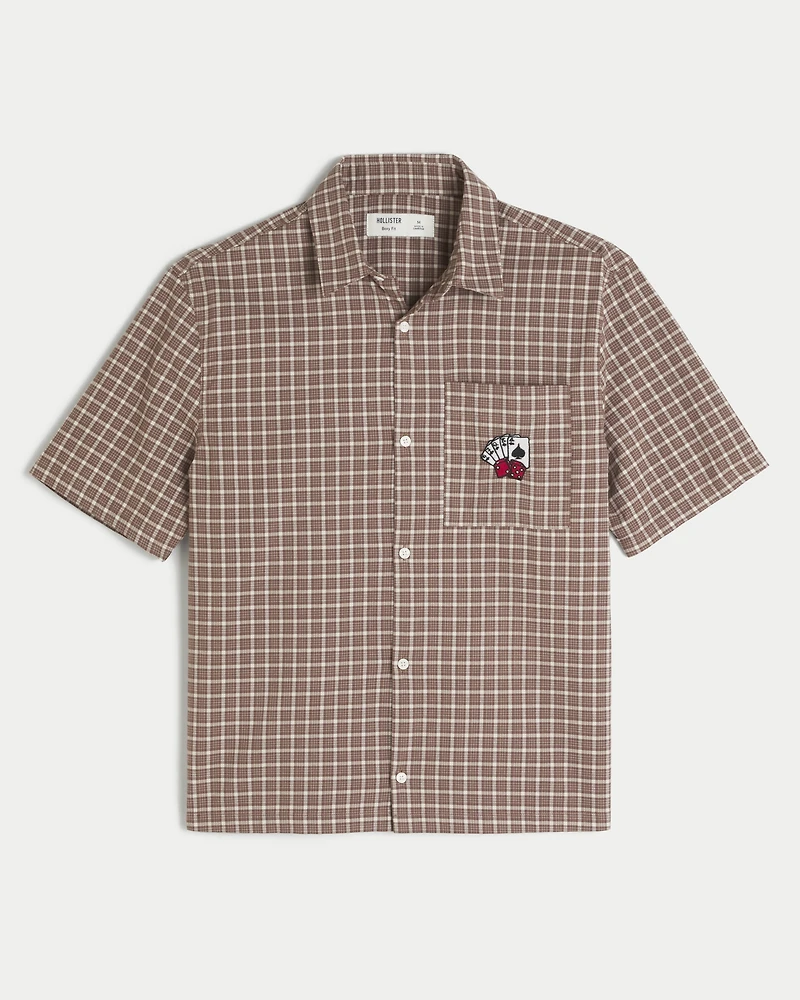 Boxy Short-Sleeve Playing Card Graphic Shirt