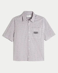 Boxy Short-Sleeve Embroidered Graphic Shirt