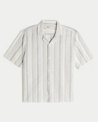 Boxy Short-Sleeve Linen-Blend Shirt