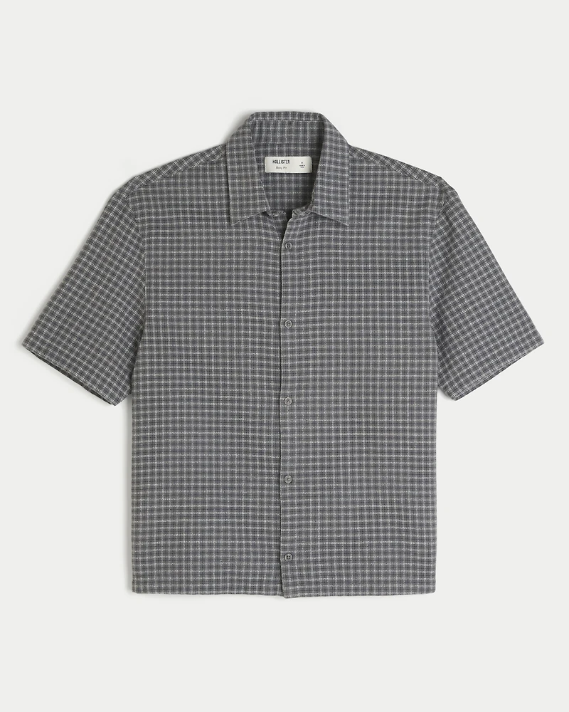 Boxy Short-Sleeve Graphic Check Shirt