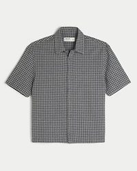 Boxy Short-Sleeve Graphic Check Shirt