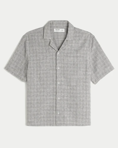 Boxy Short-Sleeve Textural Shirt