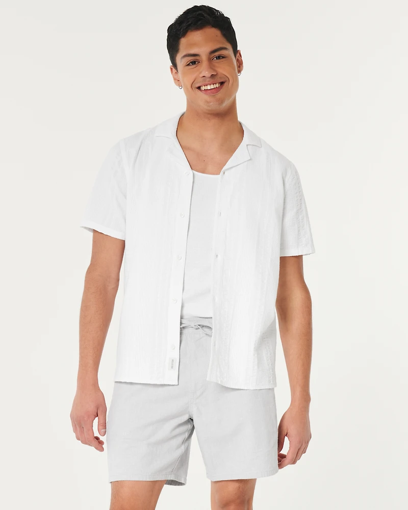 Linen-Blend Pull-On Shorts 7"