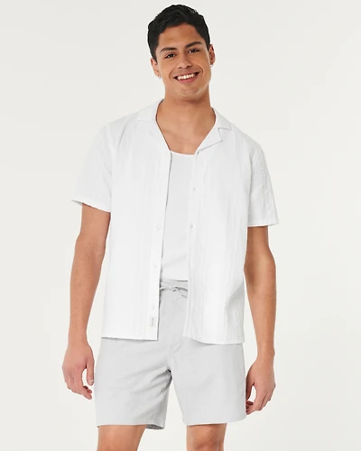 Linen-Blend Pull-On Shorts 7"