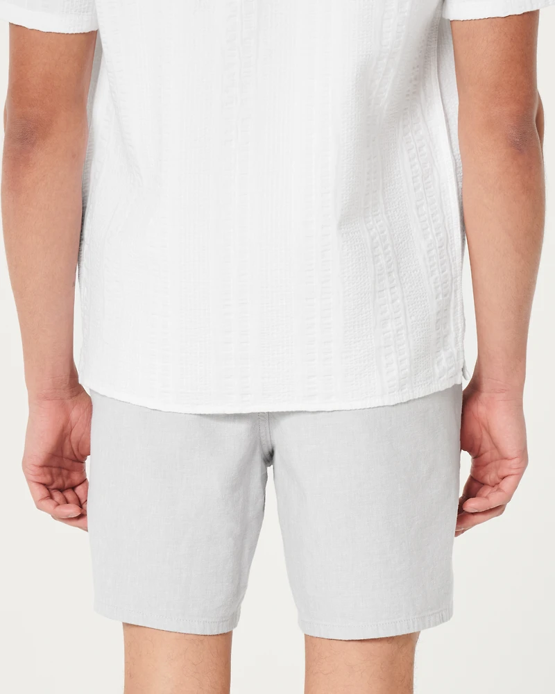 Linen-Blend Pull-On Shorts 7"