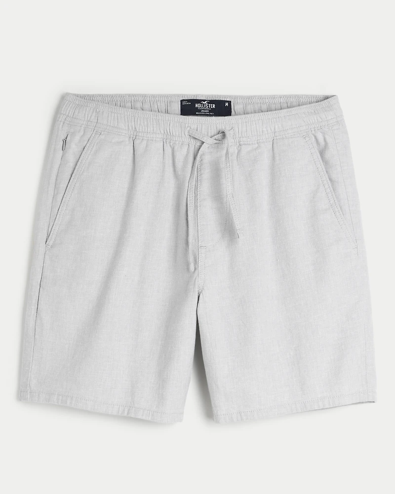 Linen-Blend Pull-On Shorts 7"