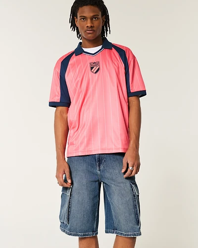 Medium Wash Super Baggy Denim Cargo Shorts