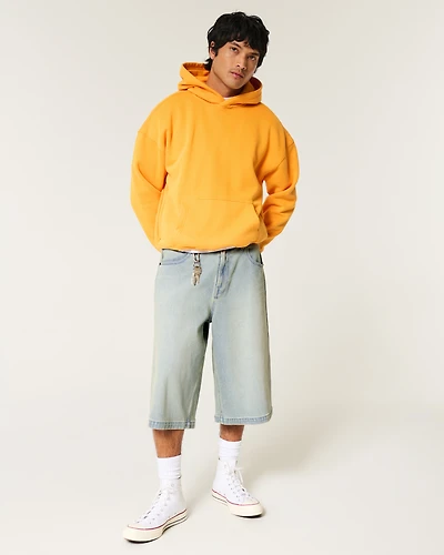Light Wash Half-Length Skater Baggy Jeans