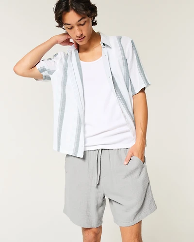 Above-the-Knee Crinkle Cotton Shorts