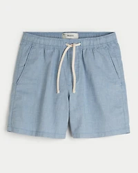 Mid-Thigh Linen-Blend Pull-On Shorts