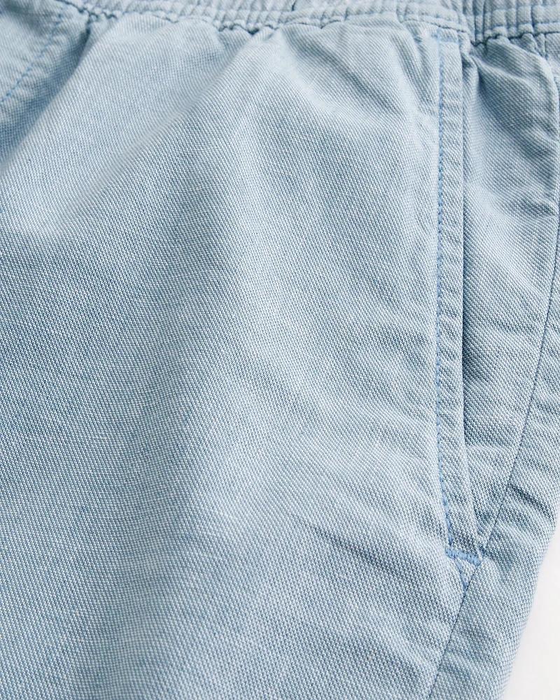Mid-Thigh Linen-Blend Pull-On Shorts