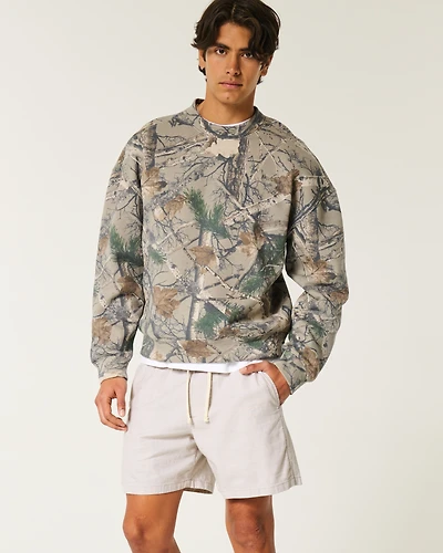 Mid-Thigh Linen-Blend Pull-On Shorts