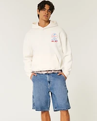 Medium Wash Baggy Painter Denim Shorts