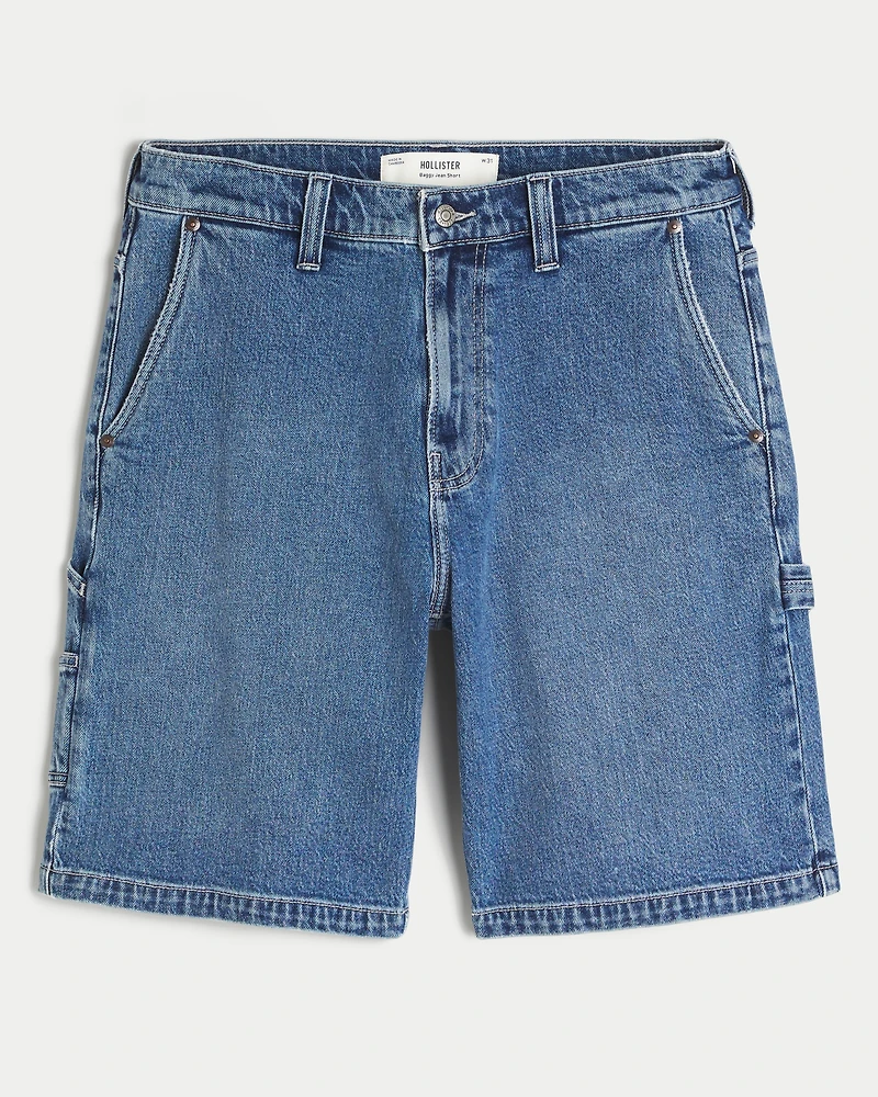 Medium Wash Baggy Painter Denim Shorts