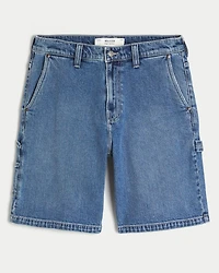 Medium Wash Baggy Painter Denim Shorts