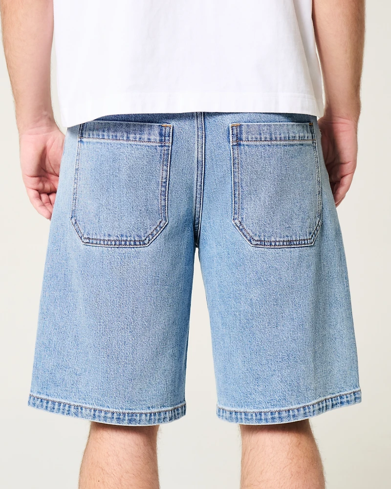 Medium Wash Baggy Denim Shorts