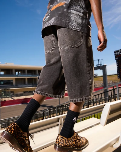 Washed Black Denim Half Pants