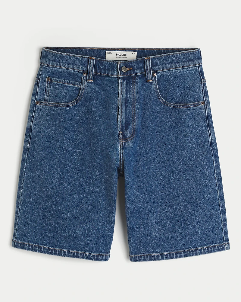 Medium Wash Baggy Denim Shorts
