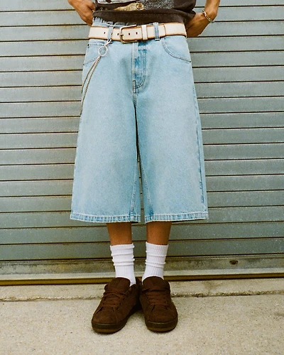 Light Wash Baggy Denim Half Pants