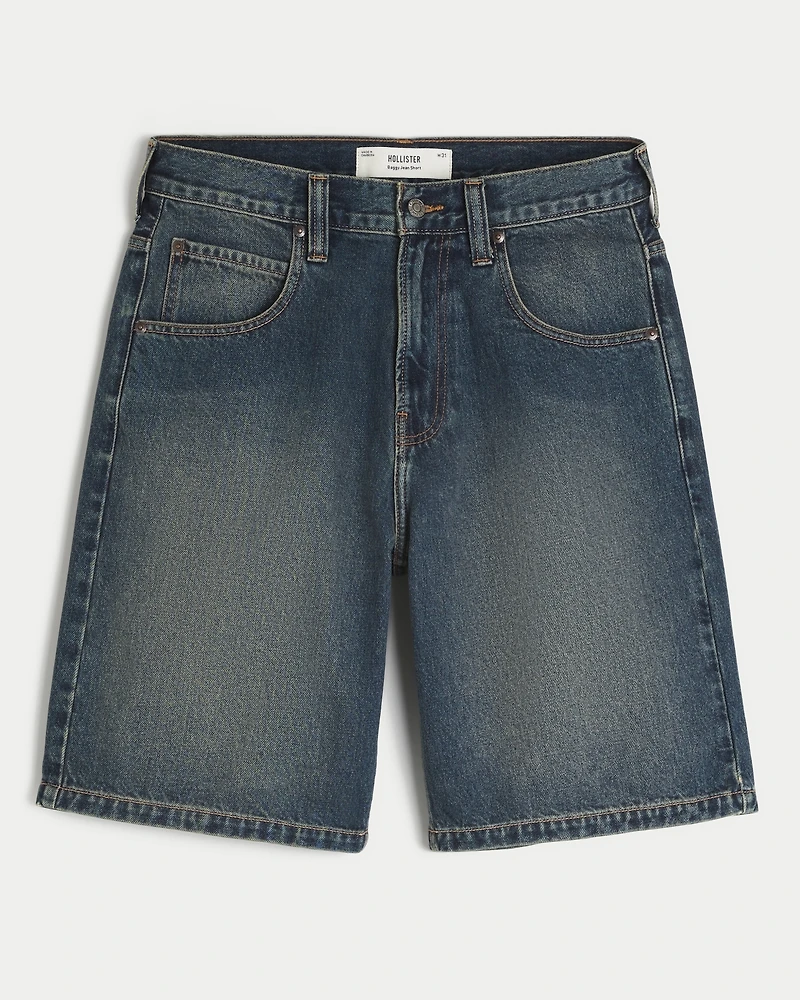 Snake Graphic Baggy Denim Shorts
