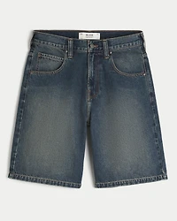 Snake Graphic Baggy Denim Shorts