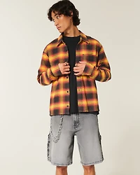 Washed Black Denim Baggy Painter Shorts