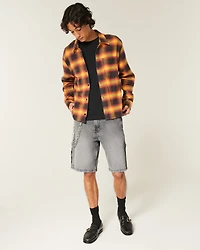 Washed Black Denim Baggy Painter Shorts