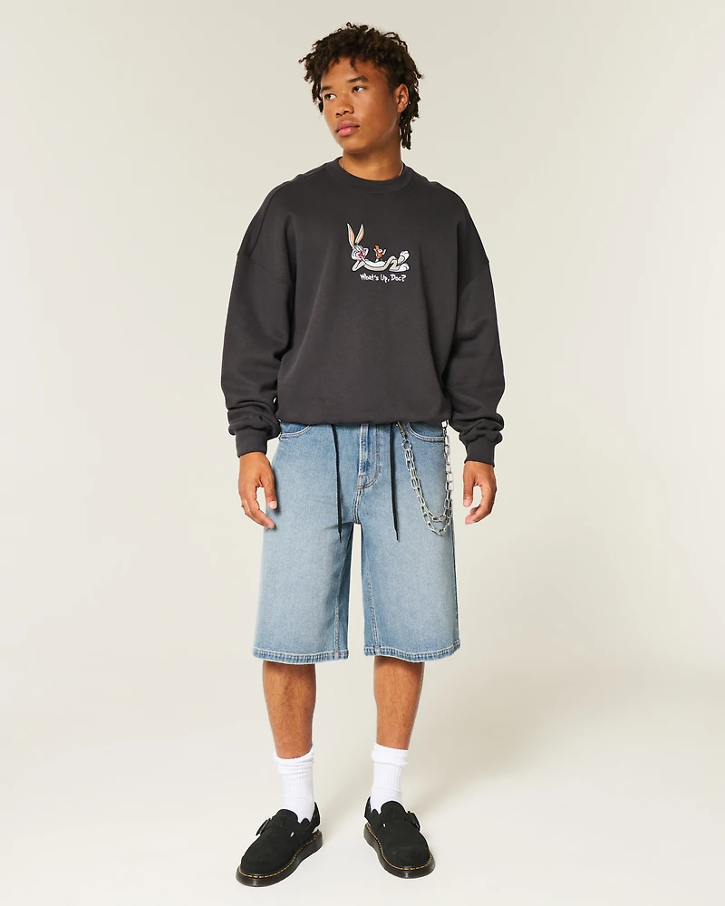 Medium Wash Super Baggy Denim Shorts