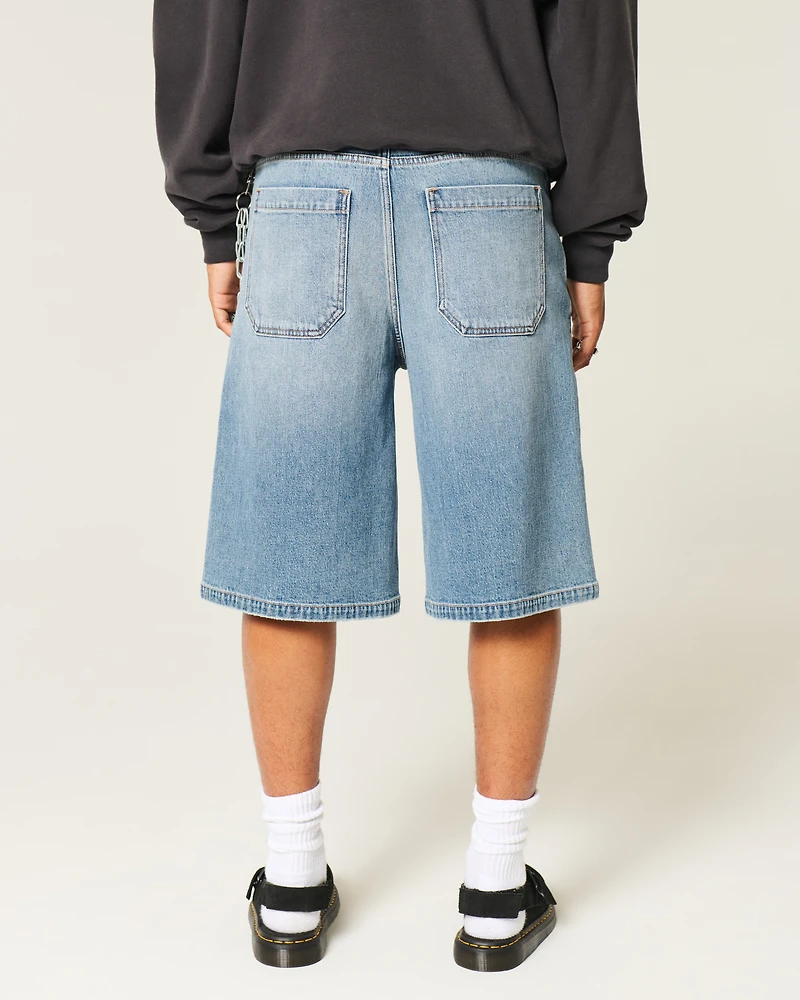 Medium Wash Super Baggy Denim Shorts