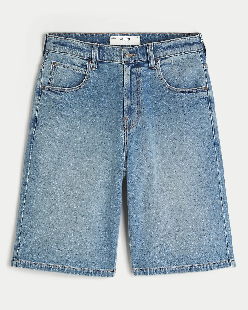 Medium Wash Super Baggy Denim Shorts