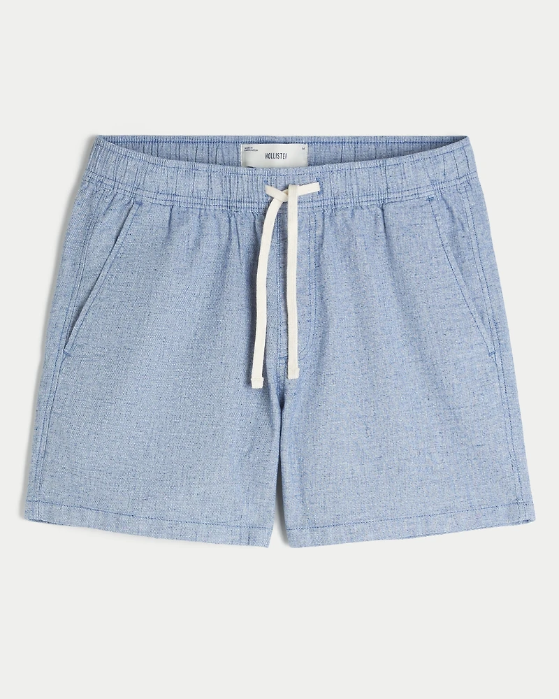 Mid-Thigh Linen-Blend Shorts